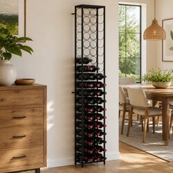 Wine Rack for 57 Bottles Black Wrought Iron Wall Mount Storage Display Stand