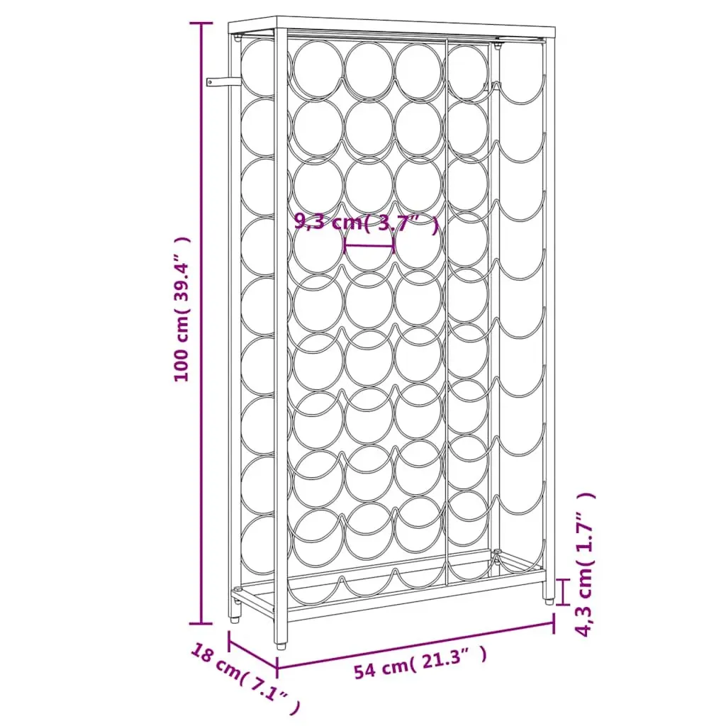 Wine Rack Wall Mount Storage Display Stand Wrought Iron Black for 45 Bottles