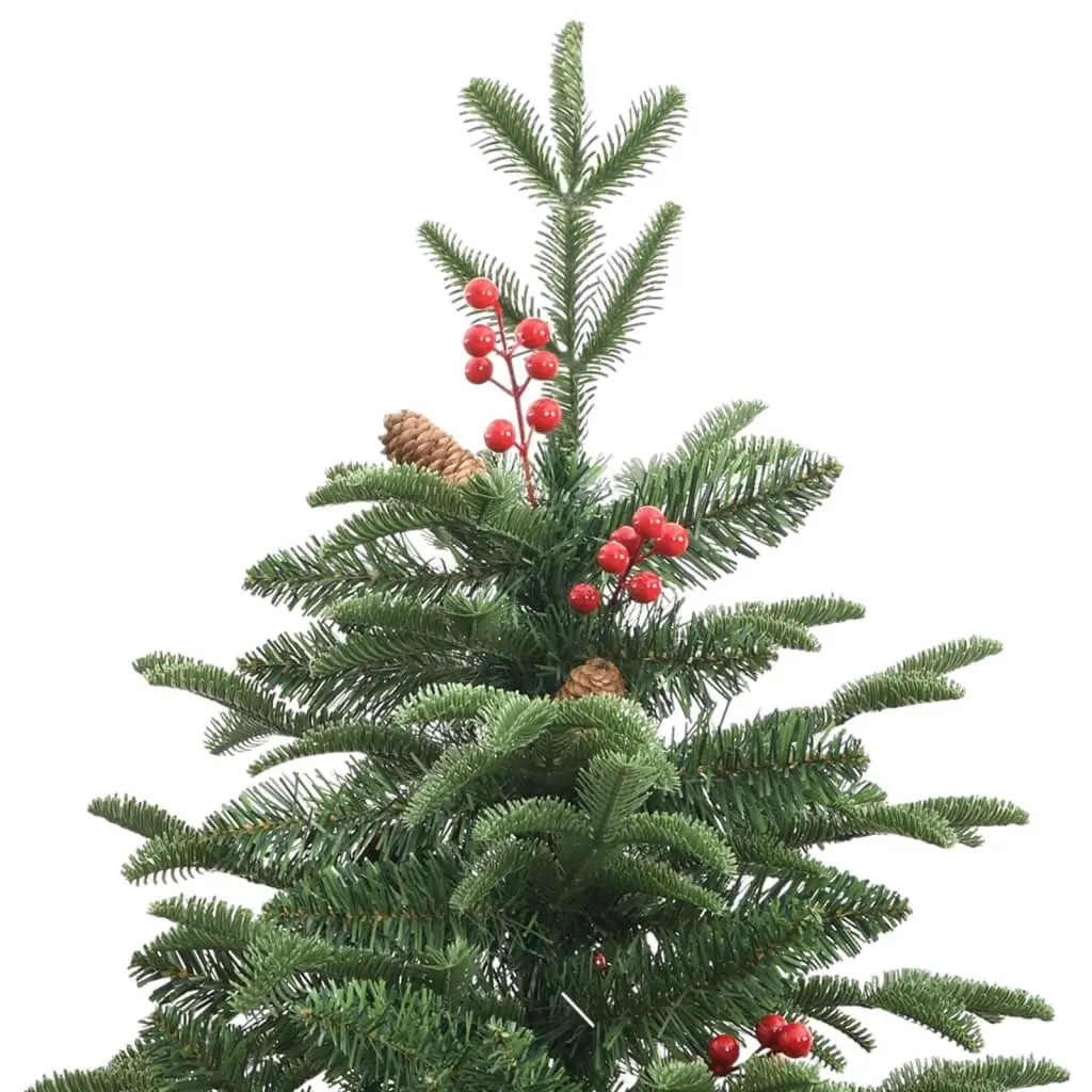 Artificial Christmas Tree Hinged 180cm Green Lifelike PE Tips with Cones and Berries