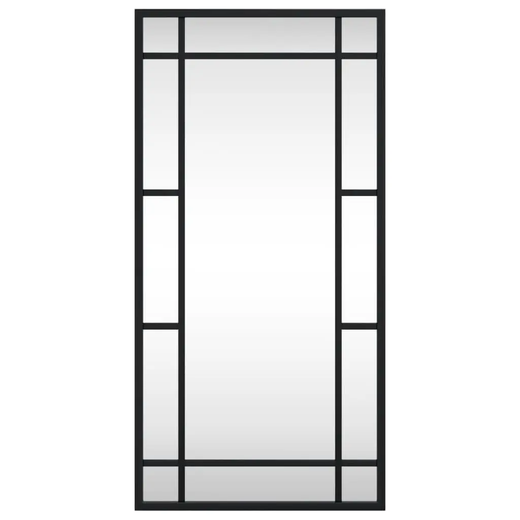 Wall Mirror Black Rectangle Iron Frame 30x60 cm Vertical Horizontal Mount