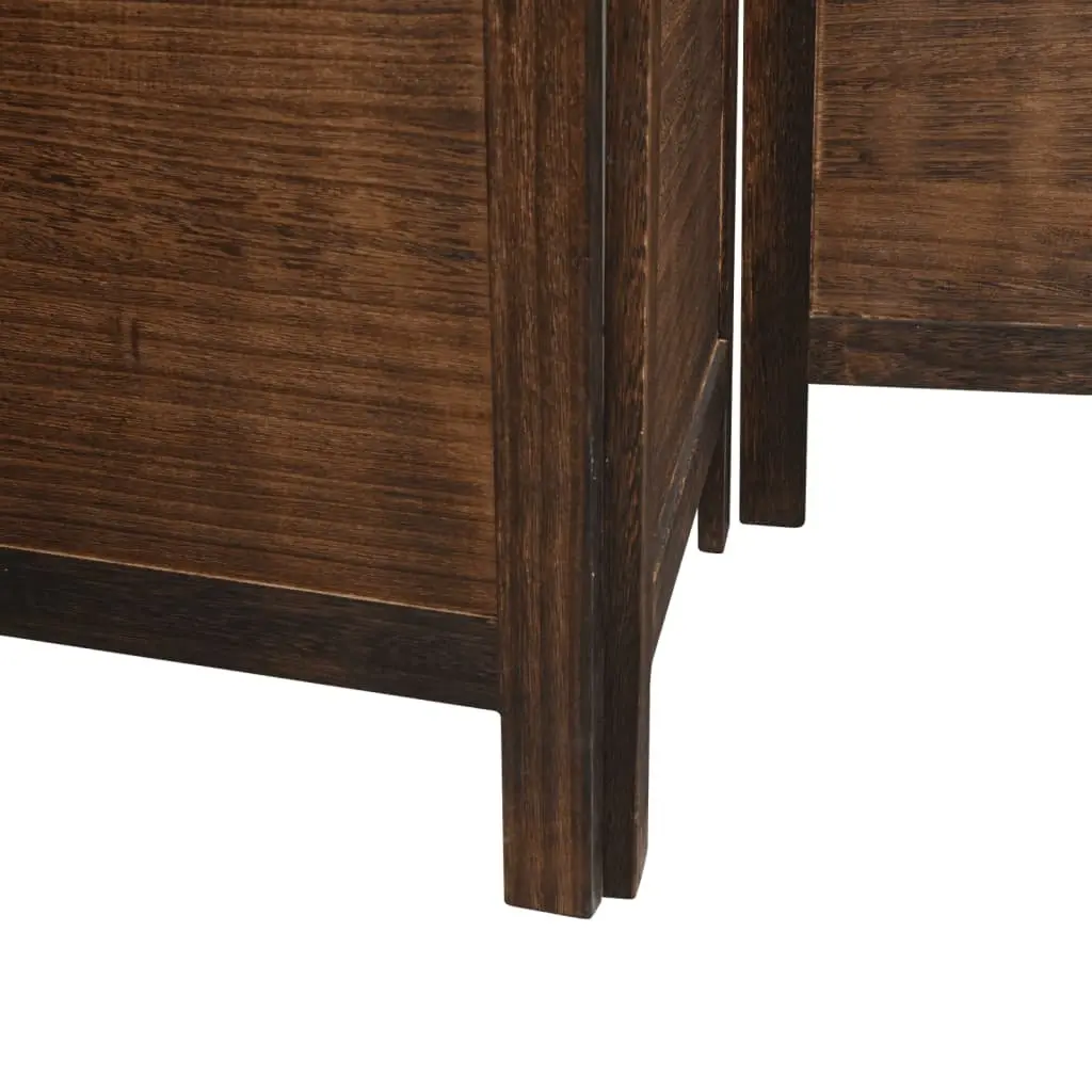 Room Divider Four Panels Brown Folding Privacy Screen Solid Wood Partition