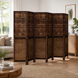 Room Divider 6 Panel Folding Screen Privacy Partition Indoor Home Bedroom Decor