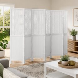 Room Divider 6 Panels White Folding Privacy Screen Indoor Partition Decorative