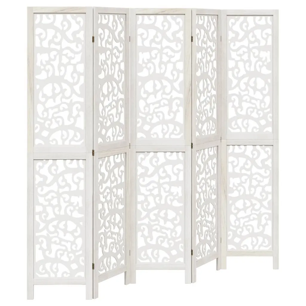 Room Divider 5 Panels White Folding Privacy Screen Partition Indoor Decorative