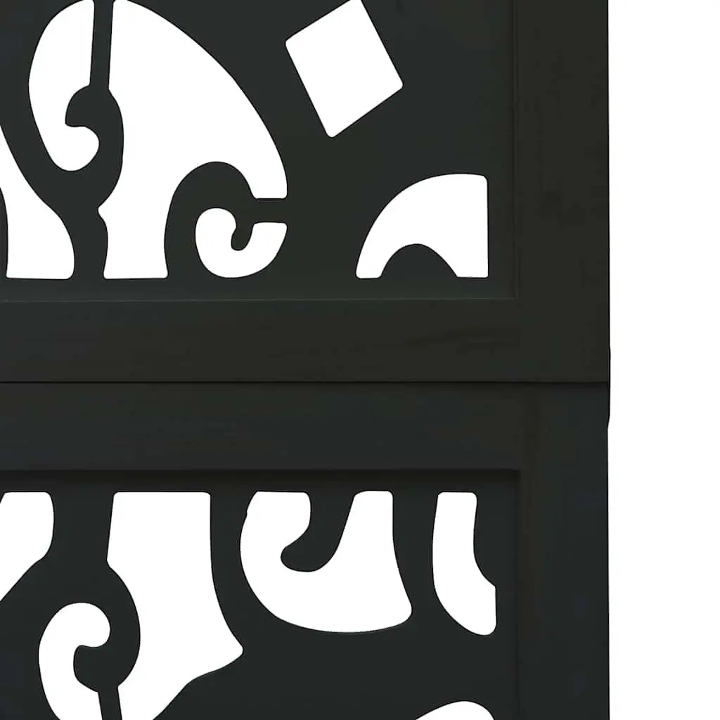 Room Divider Folding Screen Three Panel Indoor Privacy Partition Black Wood