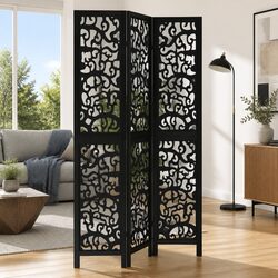 Room Divider 3 Panel Black Folding Privacy Screen Partition Indoor Decor