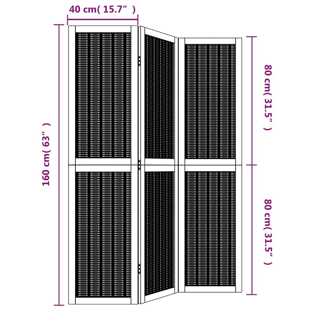 Room Divider Folding Privacy Screen 3 Panels Indoor Natural Bamboo Brown