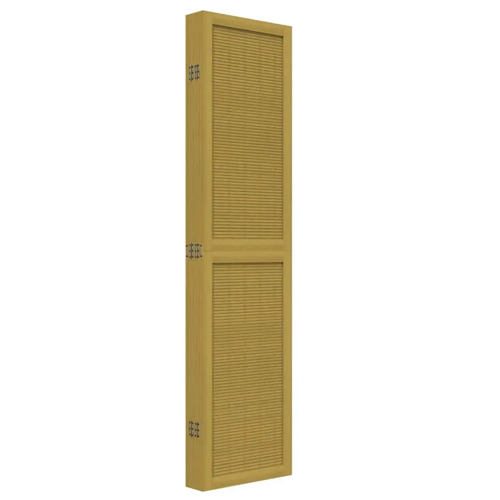 Room Divider 6 Panels Folding Privacy Screen Brown Bamboo and Paulownia Wood Indoor Partition