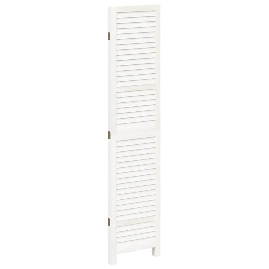 Room Divider Folding 3 Panels Solid Paulownia Wood White