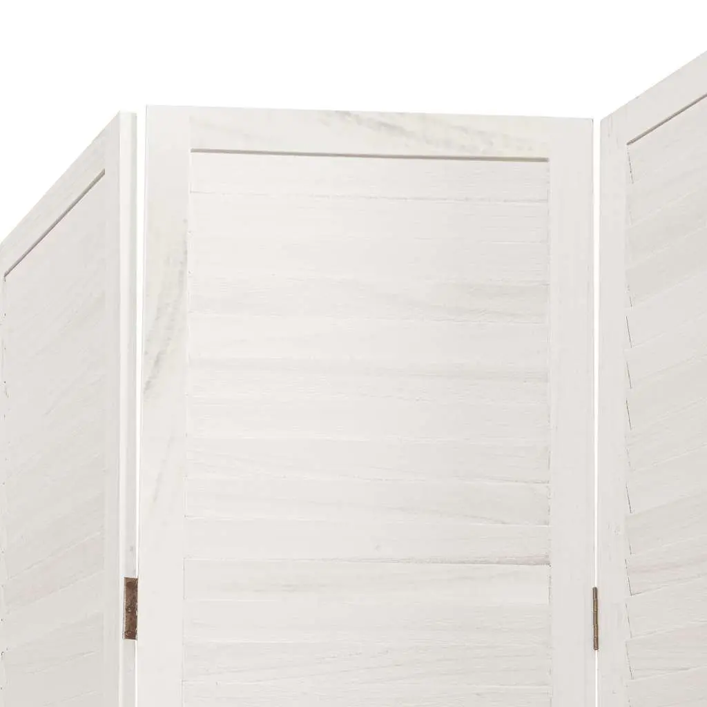Room Divider Folding 3 Panels Solid Paulownia Wood White