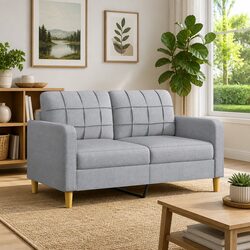 2-Seater Sofa Light Grey 140cm Lounge Couch Living Room Furniture Modern Design