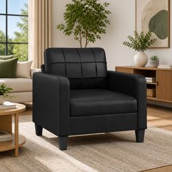 Sofa Chair Black 60cm Modern Armchair Lounge Seat Comfortable Padded Living Room