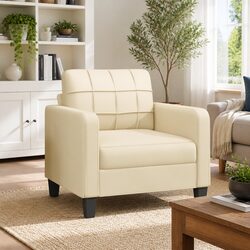 Sofa Chair Cream 60cm Modern Design Comfortable Padded Armchair Relaxation