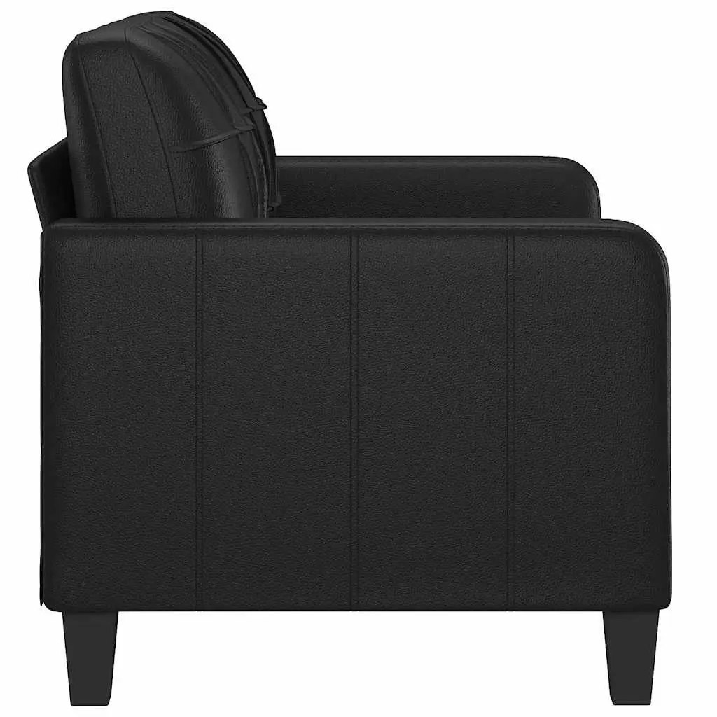 2-Seater Sofa Black Faux Leather 120cm Lounge Couch Modern Living Room Furniture