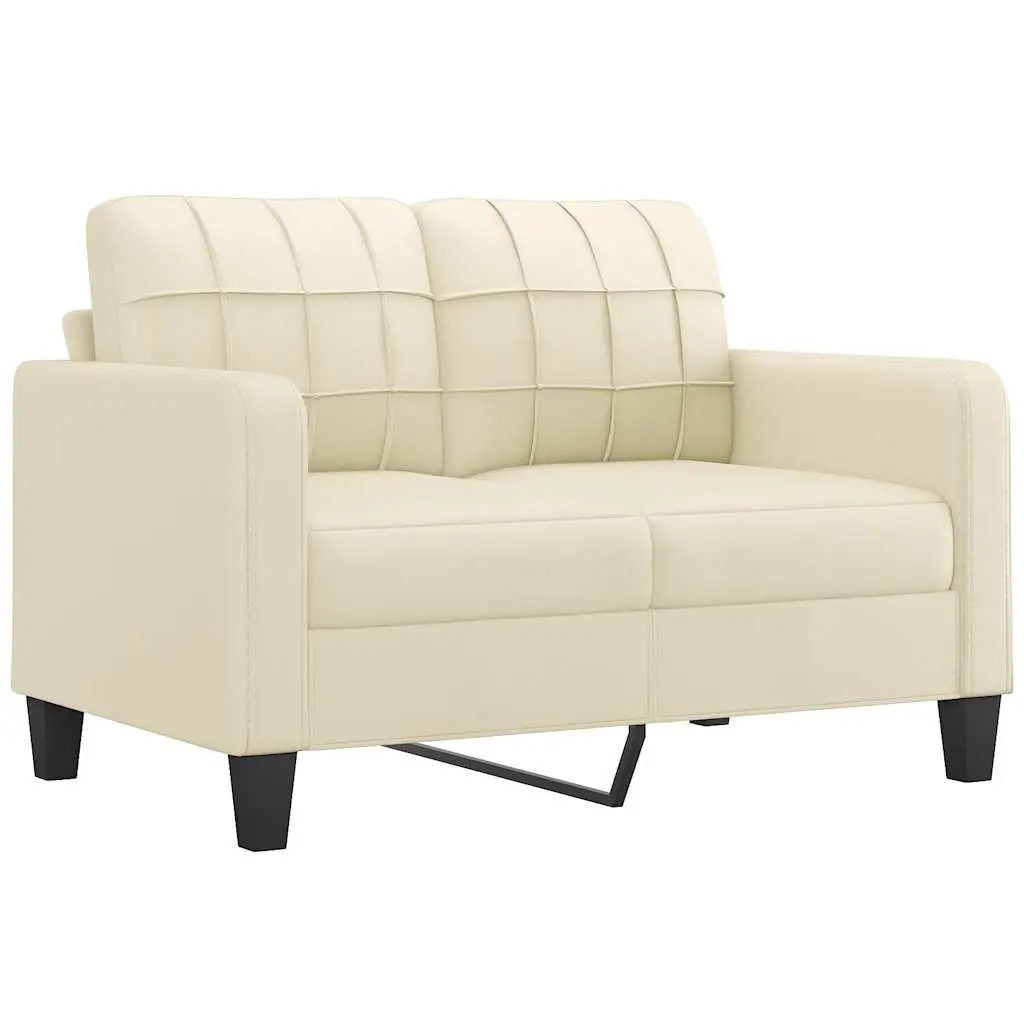 2-Seater Sofa Cream Faux Leather Modern Living Room Furniture 120cm