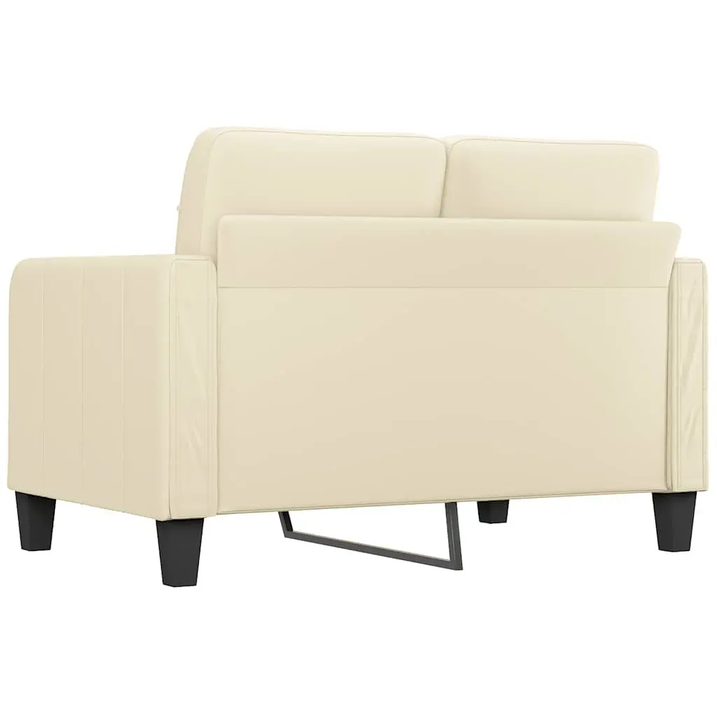 2-Seater Sofa Cream Faux Leather Modern Living Room Furniture 120cm