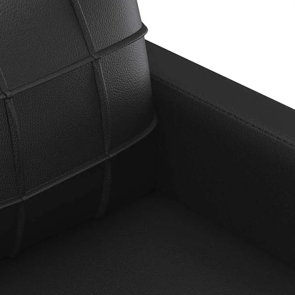 3-Seater Sofa Black Faux Leather Lounge Couch Modern Living Room Furniture 180cm