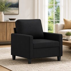Black Sofa Chair 60cm Faux Leather Armchair Lounge Seat Modern Design