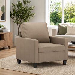 Sofa Chair Brown Faux Leather Armchair Living Room Furniture Comfortable Padded