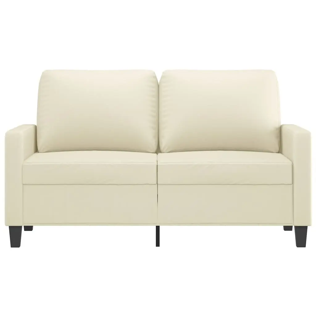 2-Seater Sofa Cream Modern Living Room Couch Faux Leather Comfortable Furniture