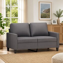 2-Seater Sofa Grey 120cm Modern Living Room Couch Faux Leather Furniture