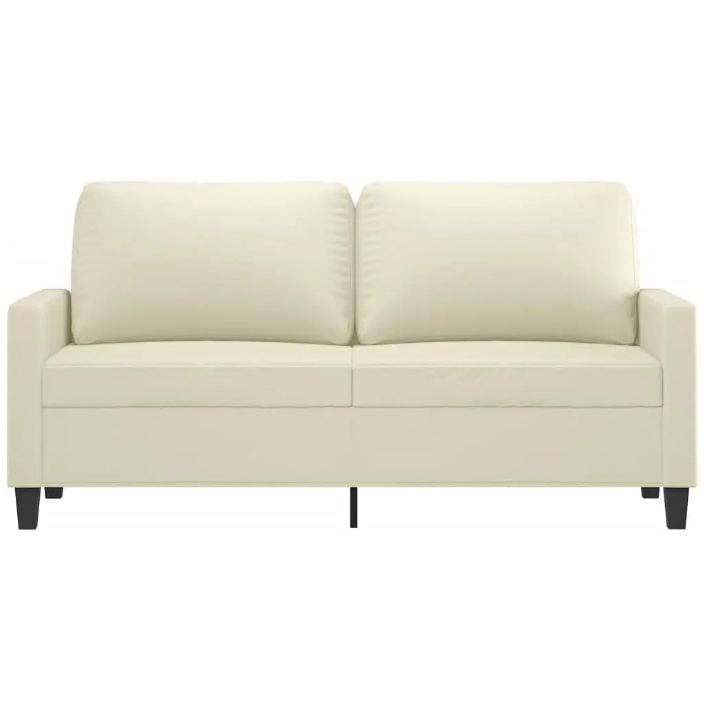 2-Seater Sofa 140cm Cream Faux Leather Couch Living Room Furniture Modern Design
