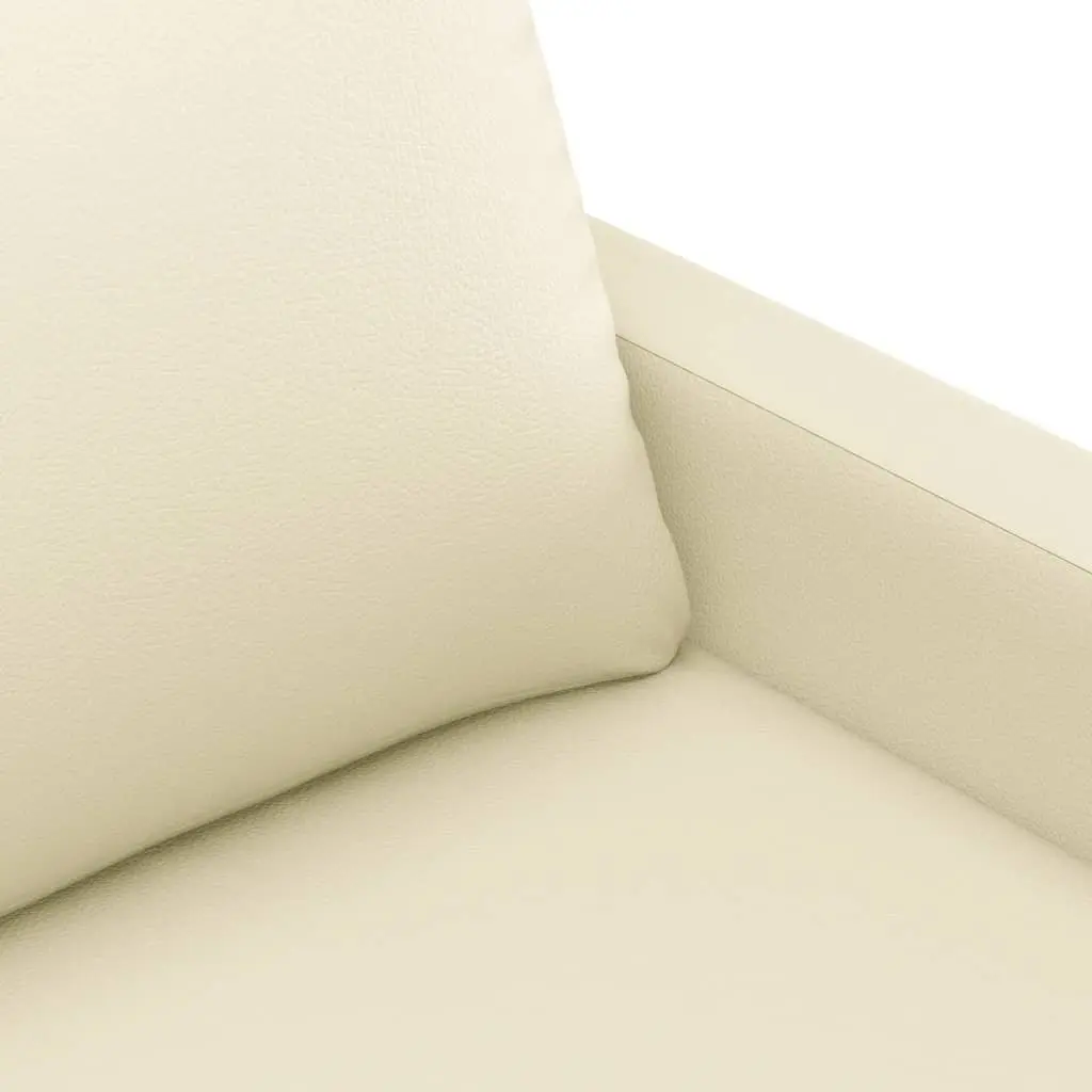 2-Seater Sofa 140cm Cream Faux Leather Couch Living Room Furniture Modern Design