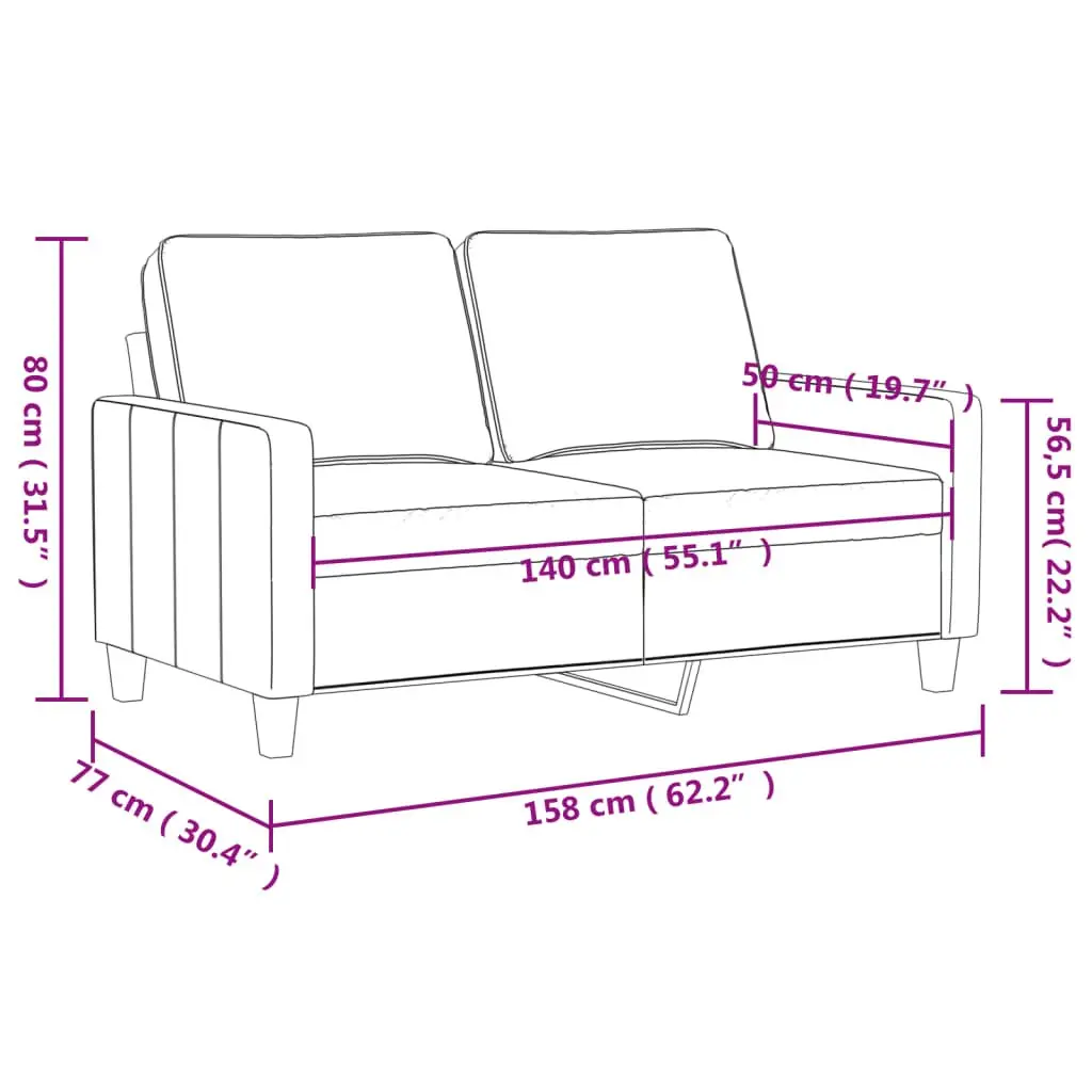 2-Seater Sofa 140cm Cream Faux Leather Couch Living Room Furniture Modern Design