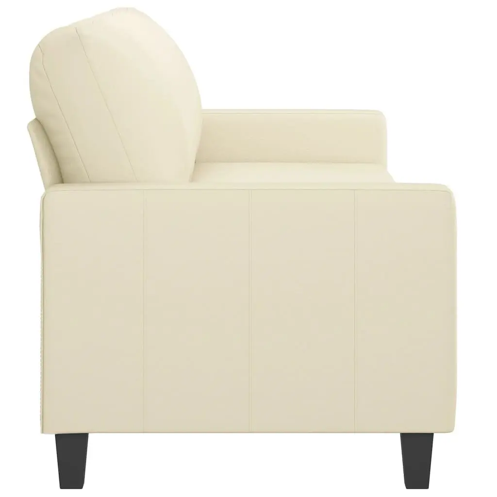 3-Seater Sofa Faux Leather 180cm Cream Modern Lounge Couch Living Room Furniture