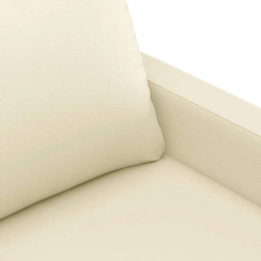 3-Seater Sofa Faux Leather 180cm Cream Modern Lounge Couch Living Room Furniture