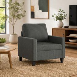 Sofa Chair Grey Fabric 60cm Modern Armchair Lounge Seat Home Furniture