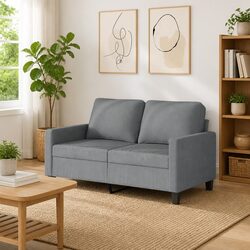 2-Seater Sofa Grey Fabric 120cm Lounge Couch Living Room Furniture Seat