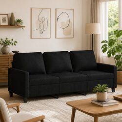 3-Seater Sofa Black 180cm Fabric Living Room Couch Lounge Furniture