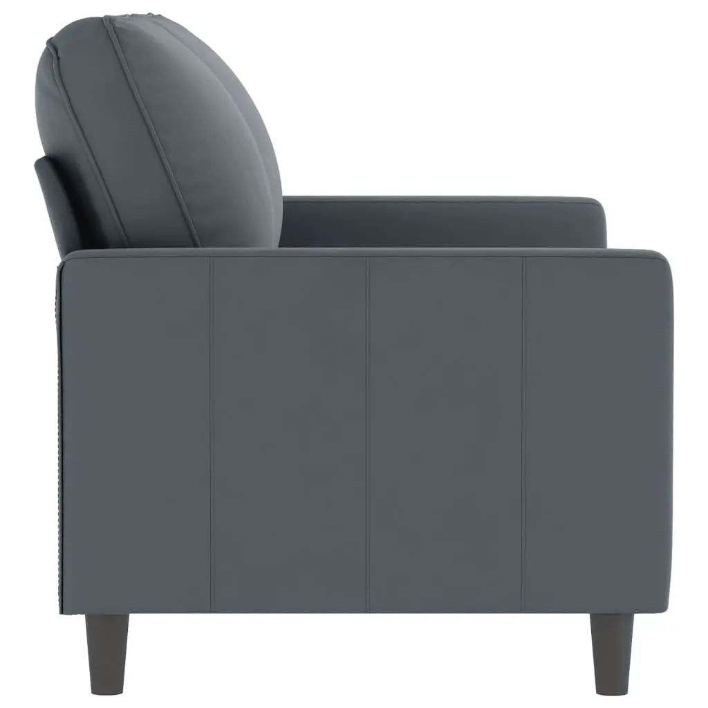 2-Seater Sofa Grey Velvet Modern Living Room Couch Comfortable Padded Armrest