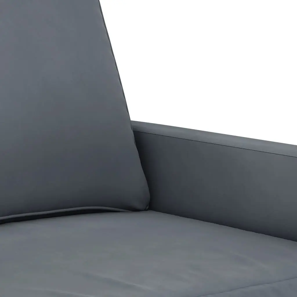 2-Seater Sofa Grey Velvet Modern Living Room Couch Comfortable Padded Armrest