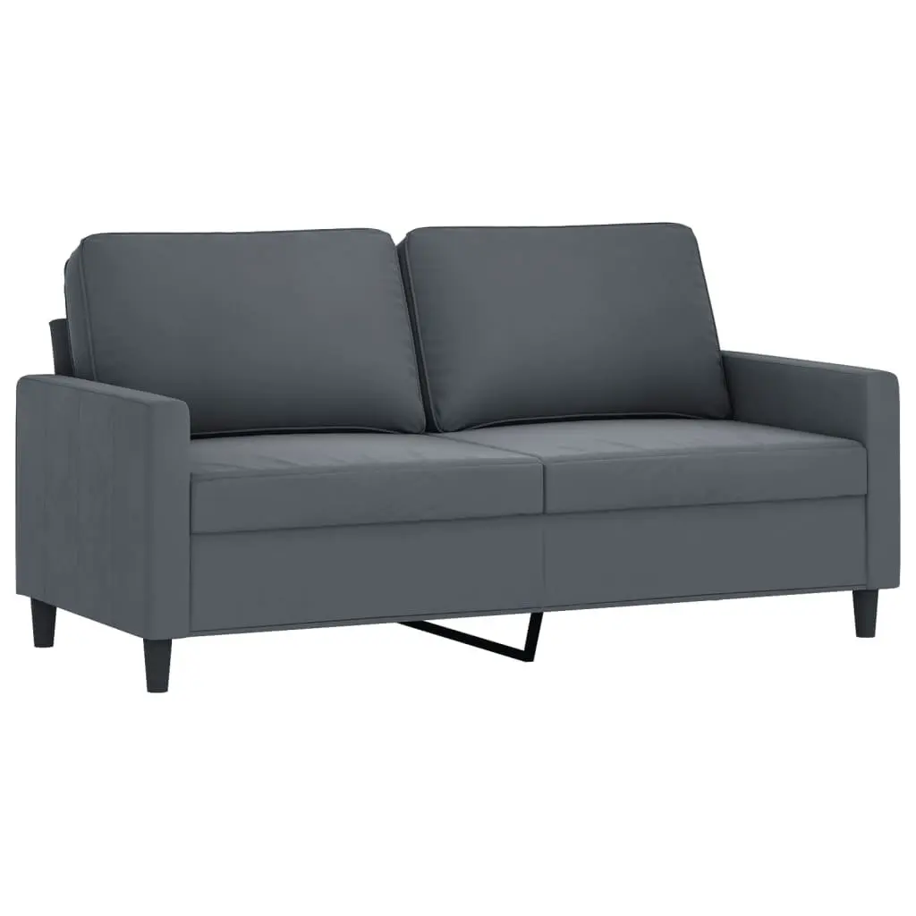 2-Seater Sofa Grey Velvet 140cm Modern Living Room Couch Padded Armrests