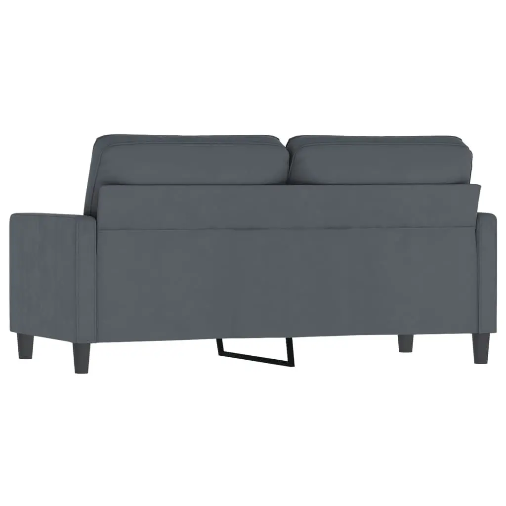 2-Seater Sofa Grey Velvet 140cm Modern Living Room Couch Padded Armrests