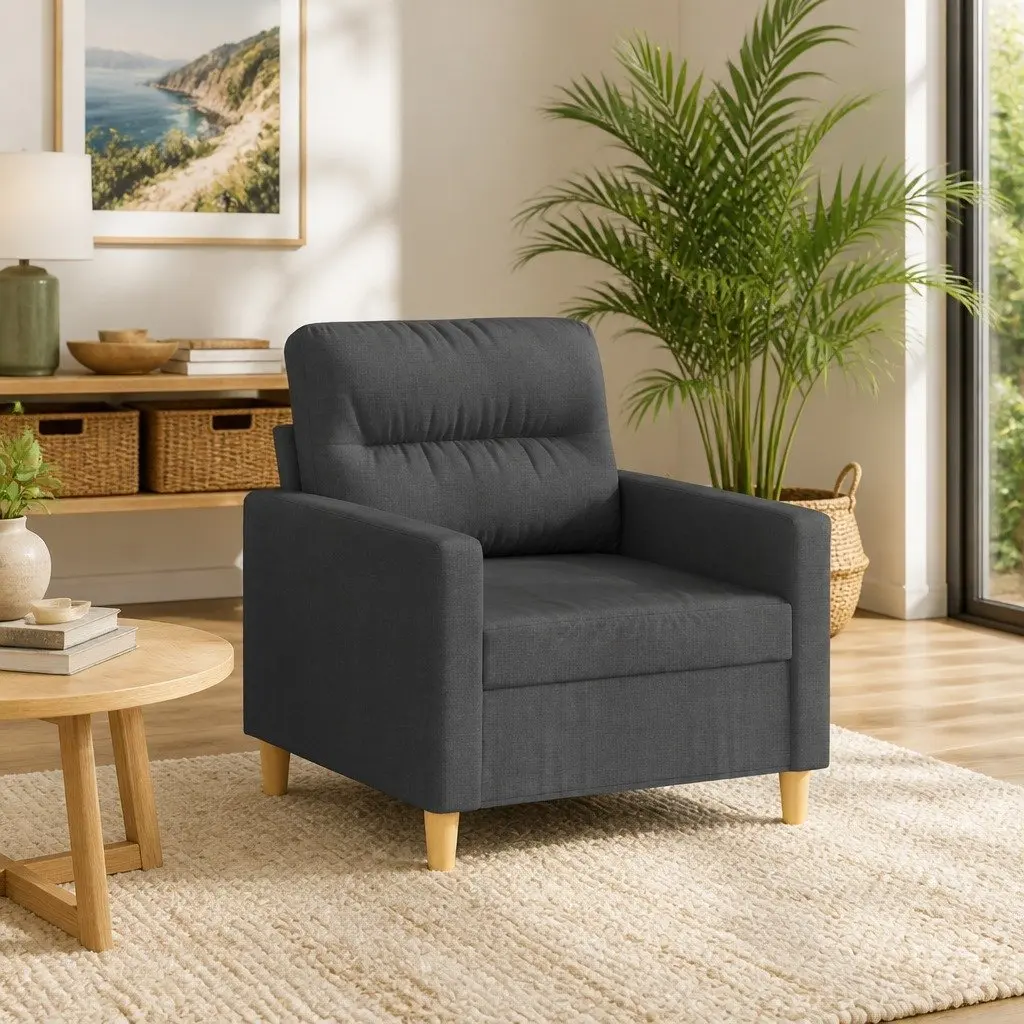 Sofa Chair Compact 60cm Grey Fabric Armchair Living Room Furniture