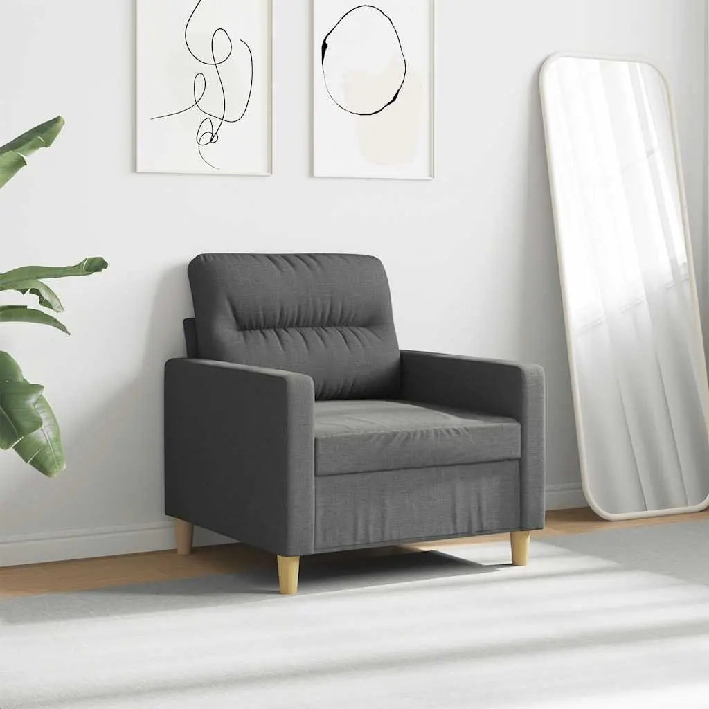 Sofa Chair Compact 60cm Grey Fabric Armchair Living Room Furniture