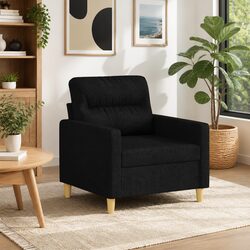 Black Fabric Sofa Chair 60cm Compact Armchair Living Room Furniture Modern