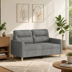 2-Seater Sofa Grey Fabric 120cm Upholstered Couch Lounge Settee Living Room