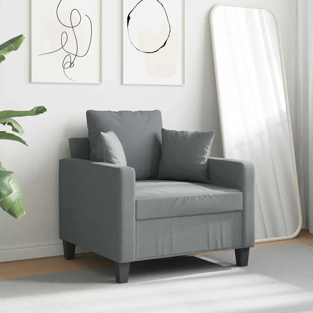 Sofa Chair Grey 60cm Fabric Armchair Lounge Single Seat
