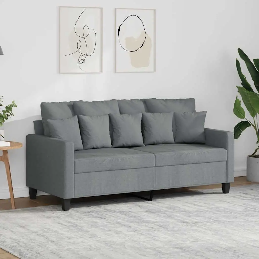 2-Seater Sofa Grey Fabric 140cm Living Room Couch Comfortable Armrest Backrest