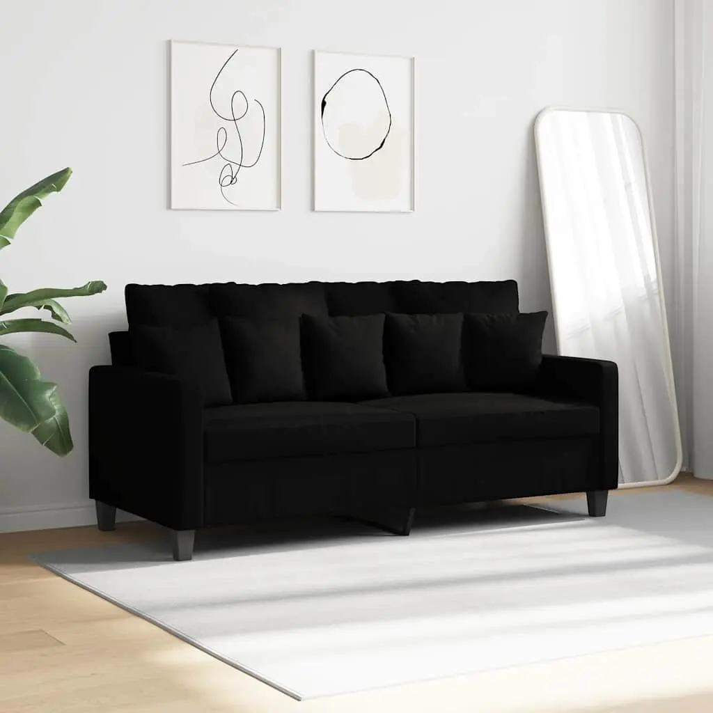 2-Seater Sofa Modern Fabric Black 140cm Living Room Couch