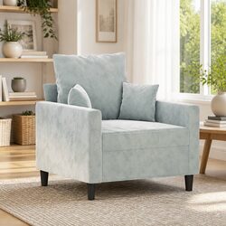 Sofa Chair Light Grey Modern Design Comfortable Padded Armchair Lounge Seat