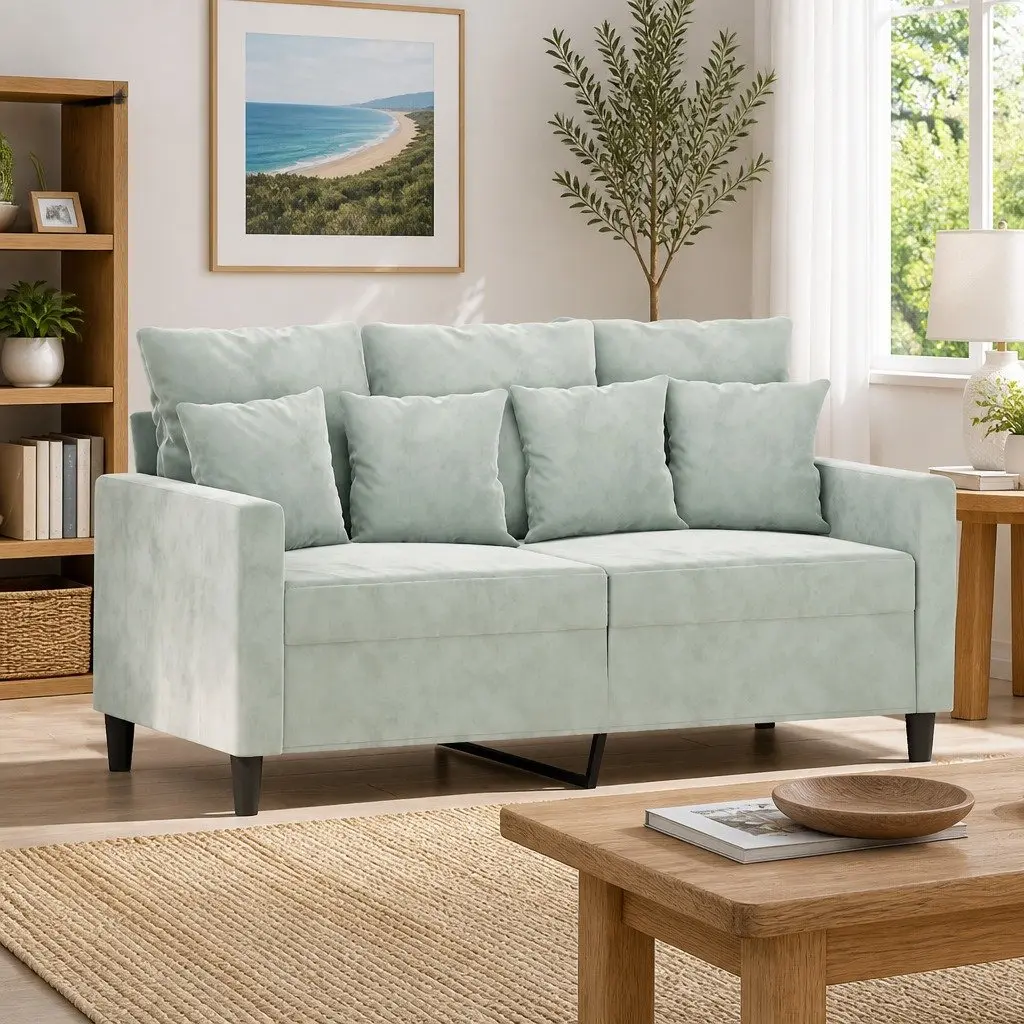 2-Seater Sofa Grey Velvet 120cm Modern Living Room Couch Comfortable Padded