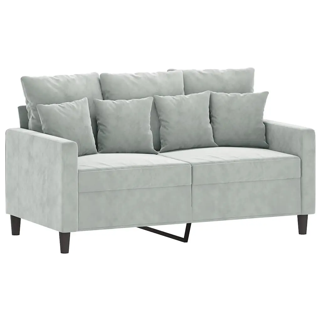 2-Seater Sofa Grey Velvet 120cm Modern Living Room Couch Comfortable Padded
