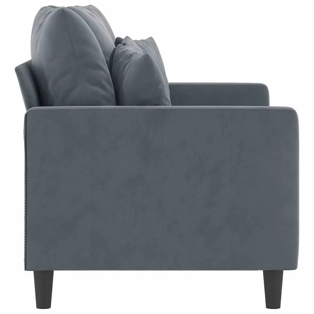 2-Seater Sofa Modern Velvet Upholstered 120cm Grey
