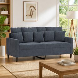 2-Seater Sofa Grey Velvet 140cm Modern Living Room Couch Padded Armrests