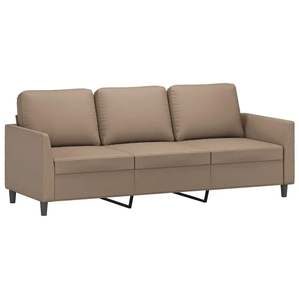 3-Seater Sofa Faux Leather 180cm Cappuccino Living Room Couch